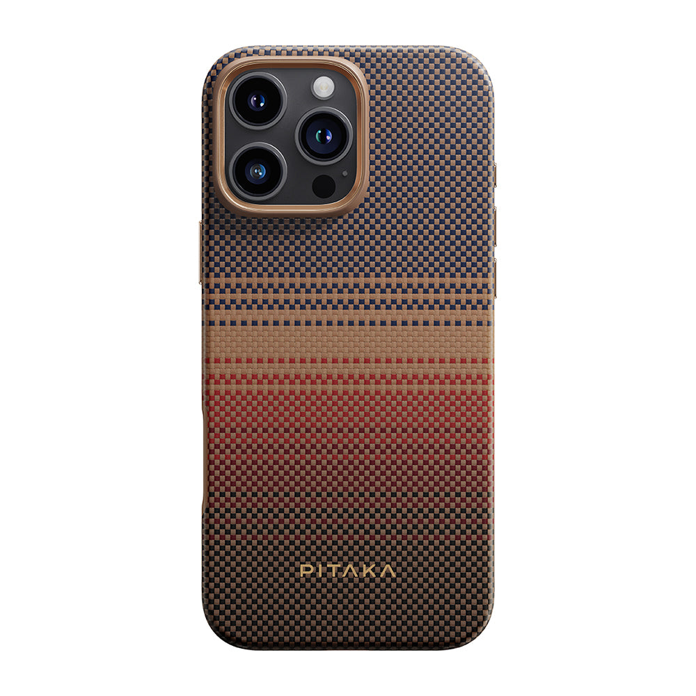 Pitaka Military-Grade Sunset-Moonrise Serisi iPhone 16 Pro Kılıf M-safe Şarj Özellikli Aramid Fiber Sunset Kılıf