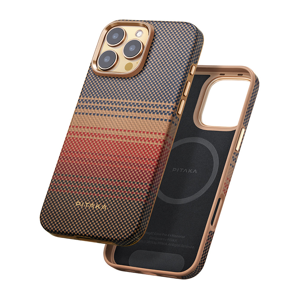 Pitaka Military-Grade Sunset-Moonrise Serisi iPhone 16 Pro Kılıf M-safe Şarj Özellikli Aramid Fiber Sunset Kılıf