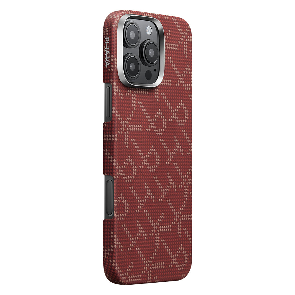 Pitaka Tactile Woven Monogram Serisi iPhone 16 Pro M-safe Şarj Özellikli Aramid Fiber Kılıf