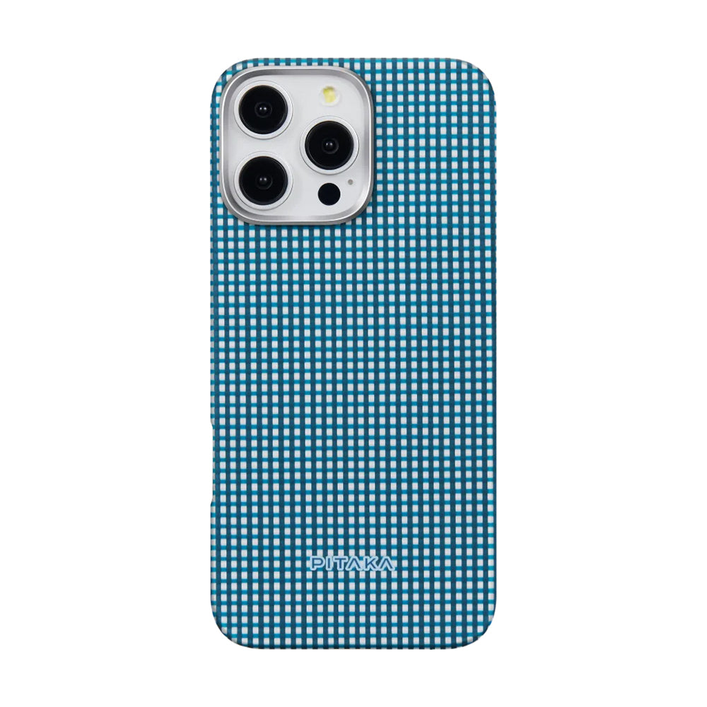 Pitaka Ultra-Slim Classic Serisi iPhone 16 Pro M-safe Şarj Özellikli Aramid Fiber Ocean Blue Kılıf