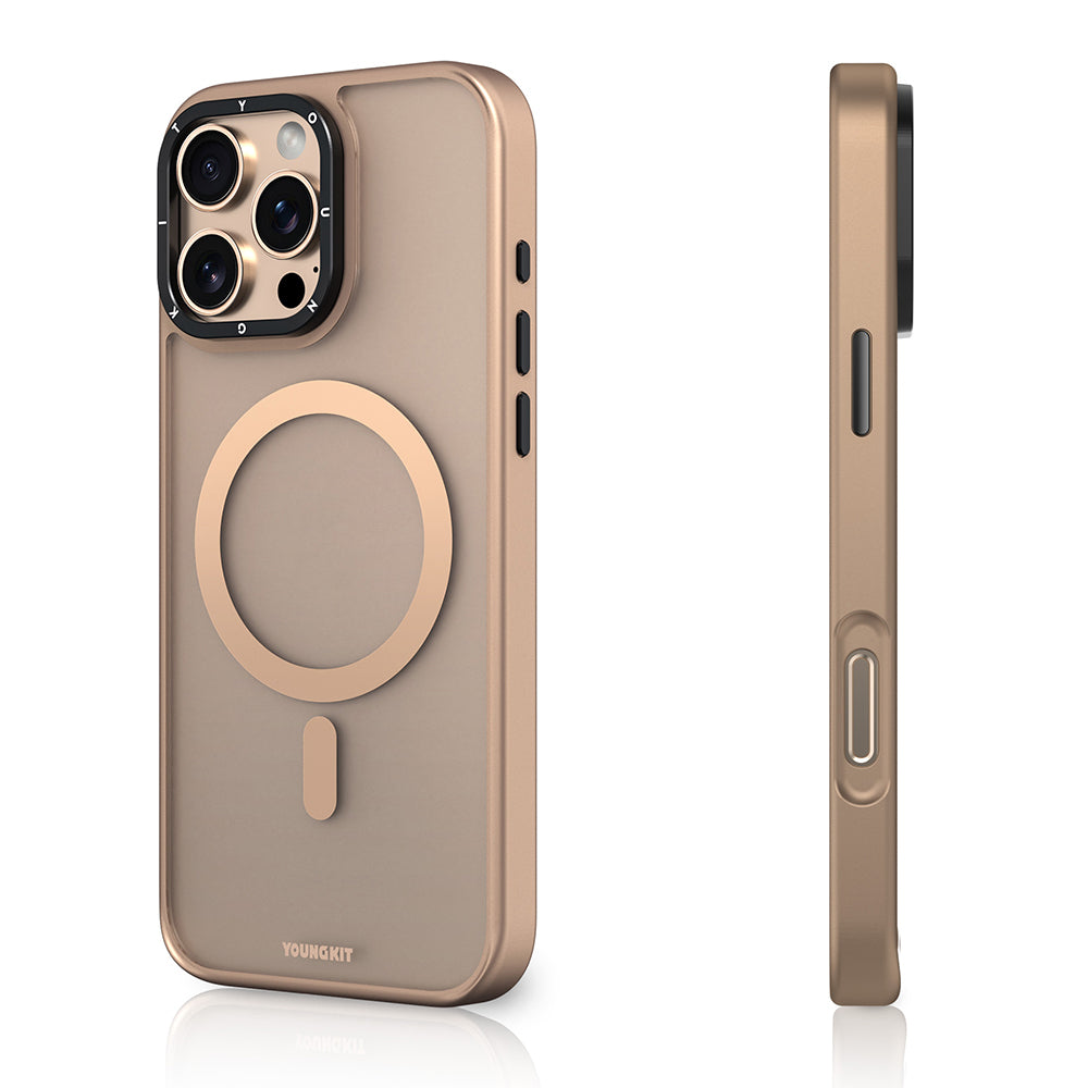 Youngkit Gemstone Serisi iPhone 16 Pro Magsafe Şarj Özellikli Cam Arka Yüzey TPU Kılıf
