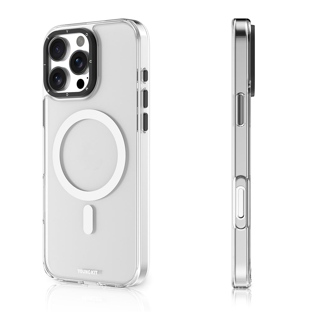 Youngkit Gemstone Serisi iPhone 16 Pro Magsafe Şarj Özellikli Cam Arka Yüzey TPU Kılıf