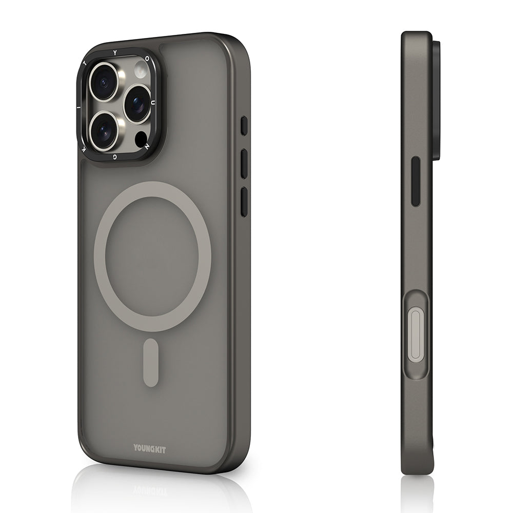 Youngkit Gemstone Serisi iPhone 16 Pro Magsafe Şarj Özellikli Cam Arka Yüzey TPU Kılıf