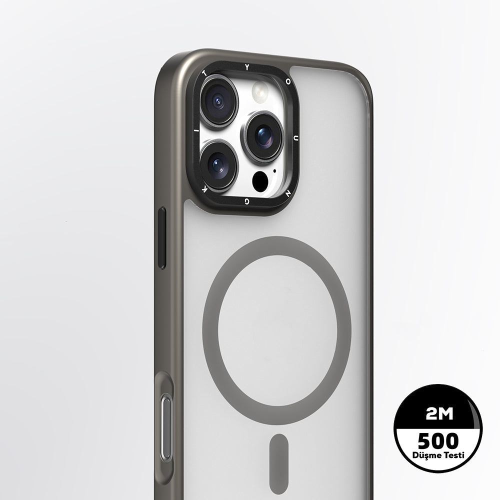 Youngkit Gemstone Serisi iPhone 16 Pro Magsafe Şarj Özellikli Cam Arka Yüzey TPU Kılıf