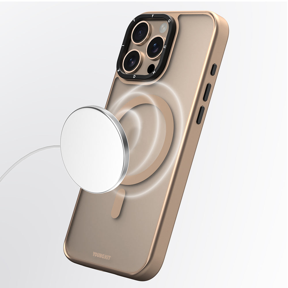 Youngkit Gemstone Serisi iPhone 16 Pro Magsafe Şarj Özellikli Cam Arka Yüzey TPU Kılıf