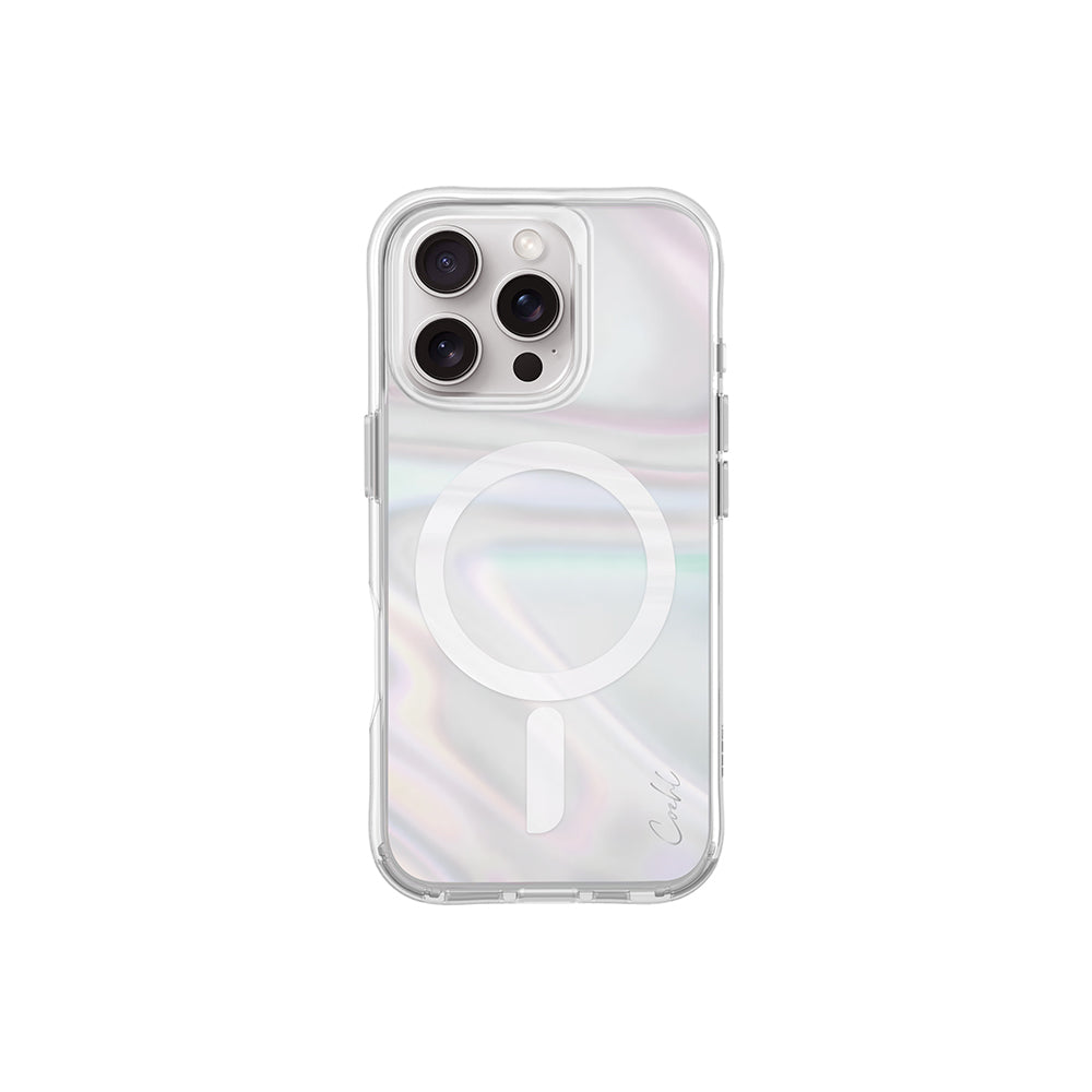 Coehl Savon iPhone 16 Pro M-safe Şarj Özellikli Holografik Şeffaf Arka Yüzey Kılıf