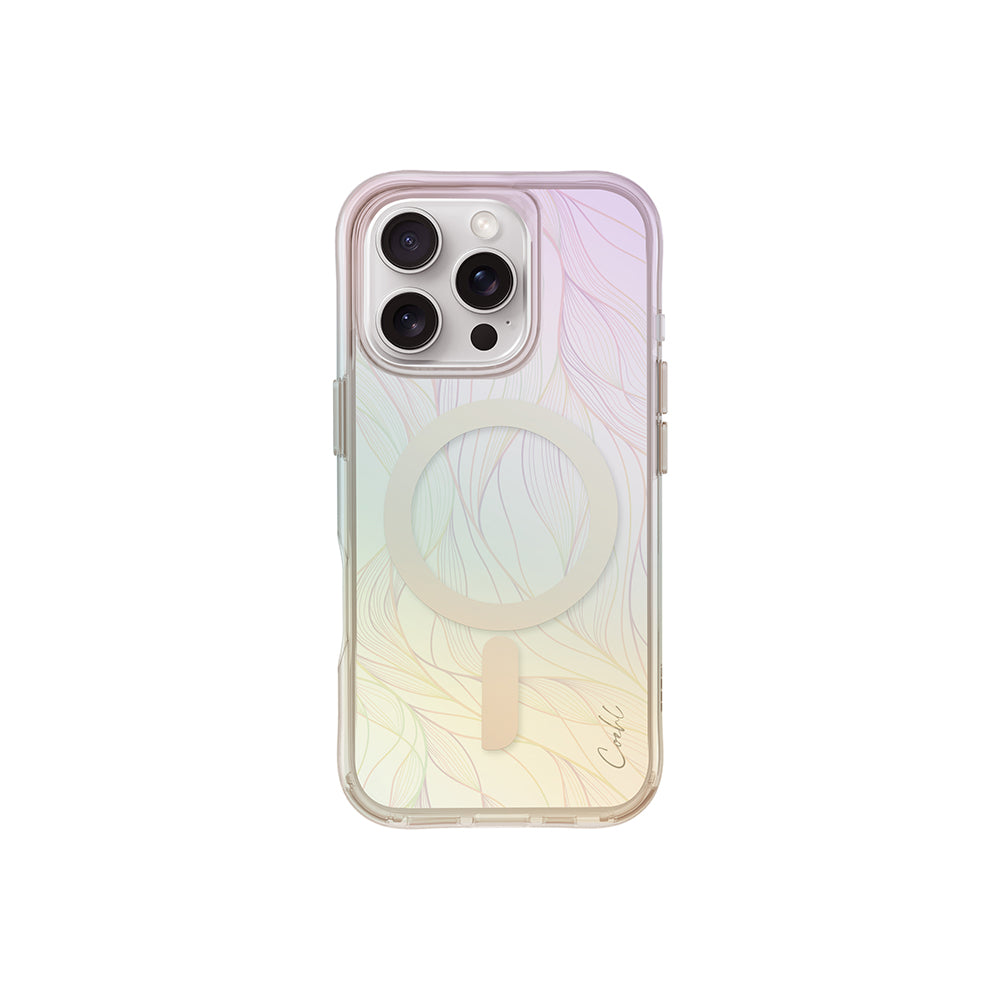 Coehl Willow iPhone 16 Pro M-safe Şarj Özellikli Holografik Şeffaf Arka Yüzey Kılıf