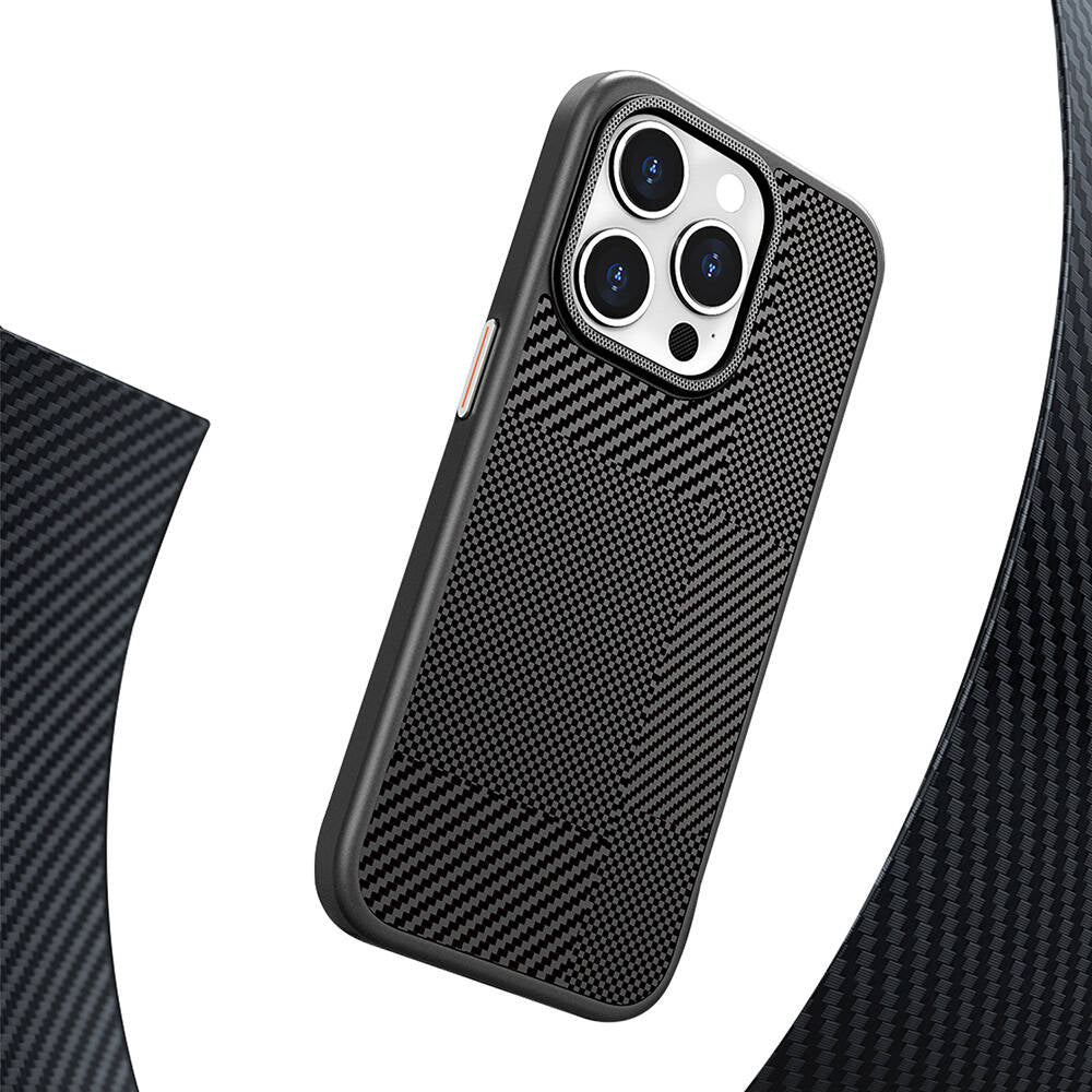 Mutural Montage iPhone 16 Pro M-safe Şarj Özellikli Karbon Fiber Desenli Kılıf