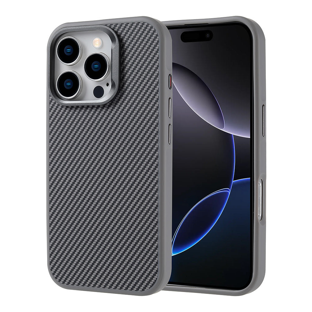 Cepax iPhone 16 Pro M-safe Şarj Özellikli Karbon Fiber Görünümlü Troy Kılıf