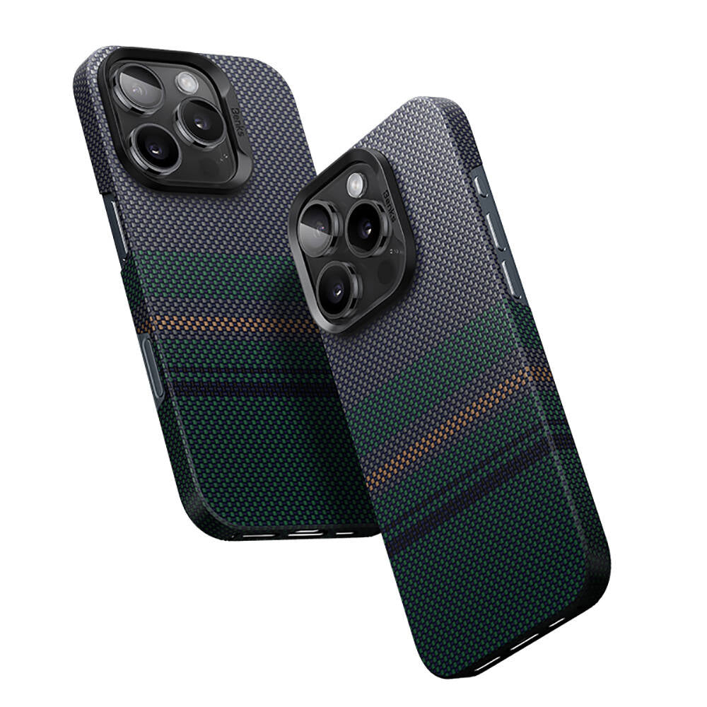 Benks Aurora ArmorAir iPhone 16 Pro M-safe Şarj Özellikli Karbon Fiber Tasarımlı Kevlar Kılıf