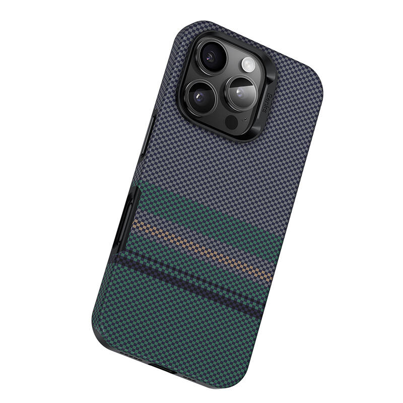Benks Aurora ArmorPro iPhone 16 Pro M-safe Şarj Özellikli Karbon Fiber Tasarımlı Kevlar Kılıf