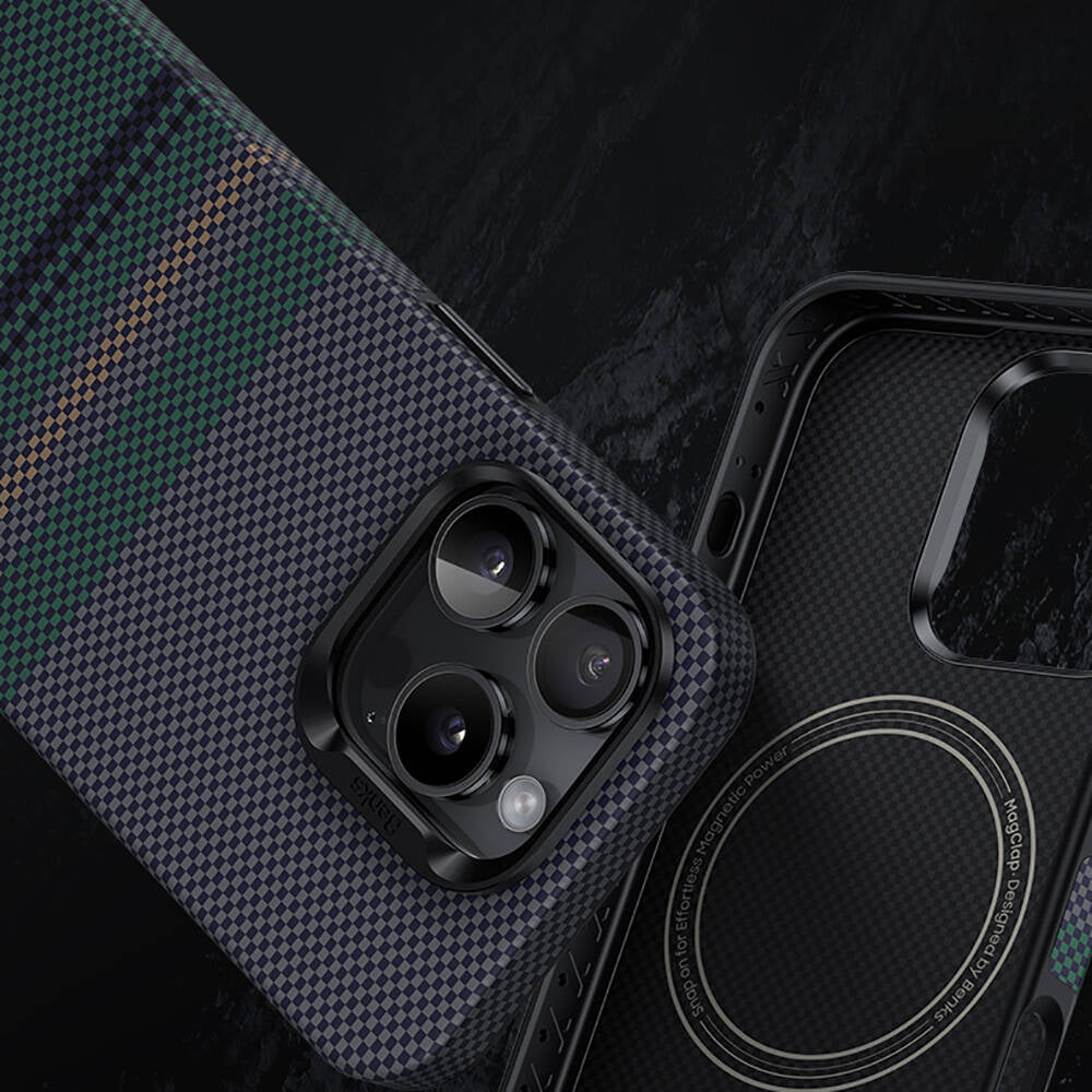 Benks Aurora ArmorPro iPhone 16 Pro M-safe Şarj Özellikli Karbon Fiber Tasarımlı Kevlar Kılıf