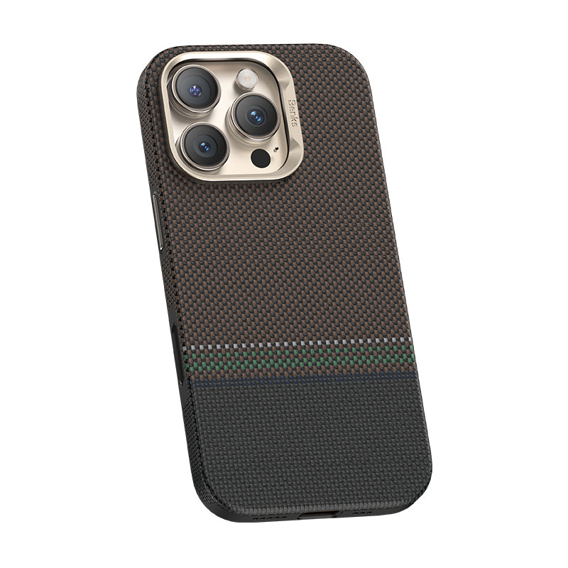 Benks Prestige ArmorPro iPhone 16 Pro M-safe Şarj Özellikli Karbon Fiber Tasarımlı Kevlar Kılıf