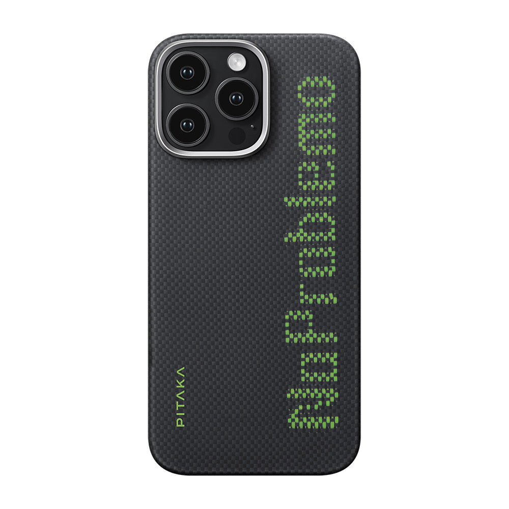 Pitaka Tactile Woven Aries Serisi iPhone 16 Pro M-safe Şarj Özellikli Lumintex Teknolojili Fosforlu Aramid Fiber NoProblemo Kılıf