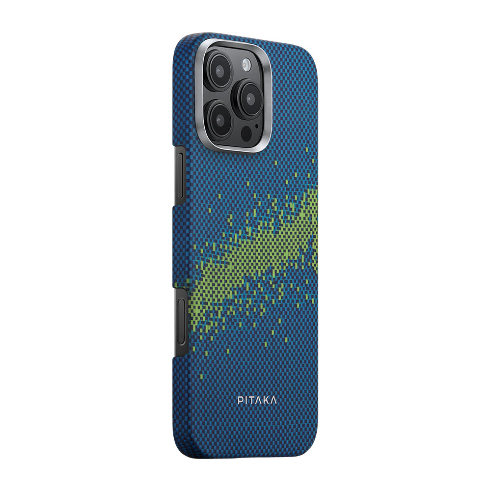 Pitaka Tactile Woven Starpeak Serisi iPhone 16 Pro M-safe Şarj Özellikli Lumintex Teknolojili Fosforlu Özellikli Aramid Fiber Milky Way Galaxy Kılıf