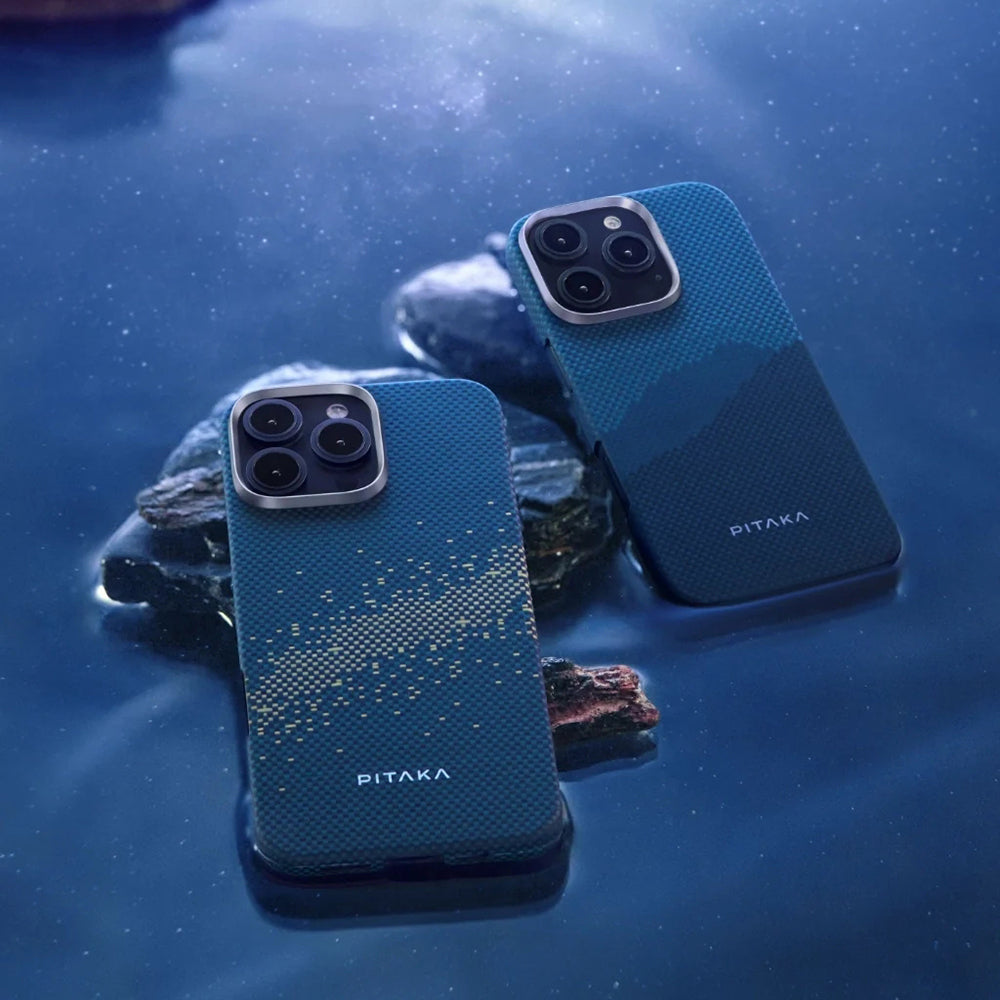 Pitaka Tactile Woven Starpeak Serisi iPhone 16 Pro M-safe Şarj Özellikli Lumintex Teknolojili Fosforlu Özellikli Aramid Fiber Milky Way Galaxy Kılıf