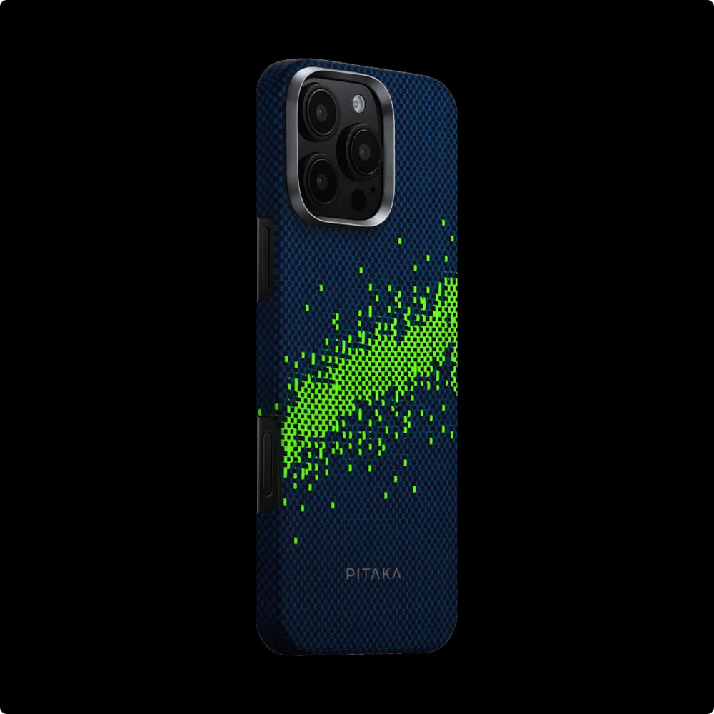 Pitaka Tactile Woven Starpeak Serisi iPhone 16 Pro M-safe Şarj Özellikli Lumintex Teknolojili Fosforlu Özellikli Aramid Fiber Milky Way Galaxy Kılıf