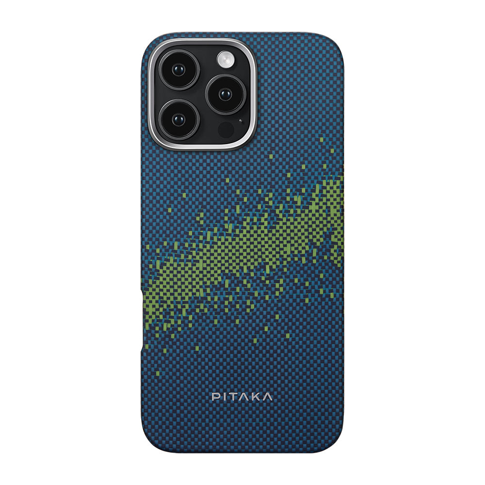 Pitaka Tactile Woven Starpeak Serisi iPhone 16 Pro M-safe Şarj Özellikli Lumintex Teknolojili Fosforlu Özellikli Aramid Fiber Milky Way Galaxy Kılıf
