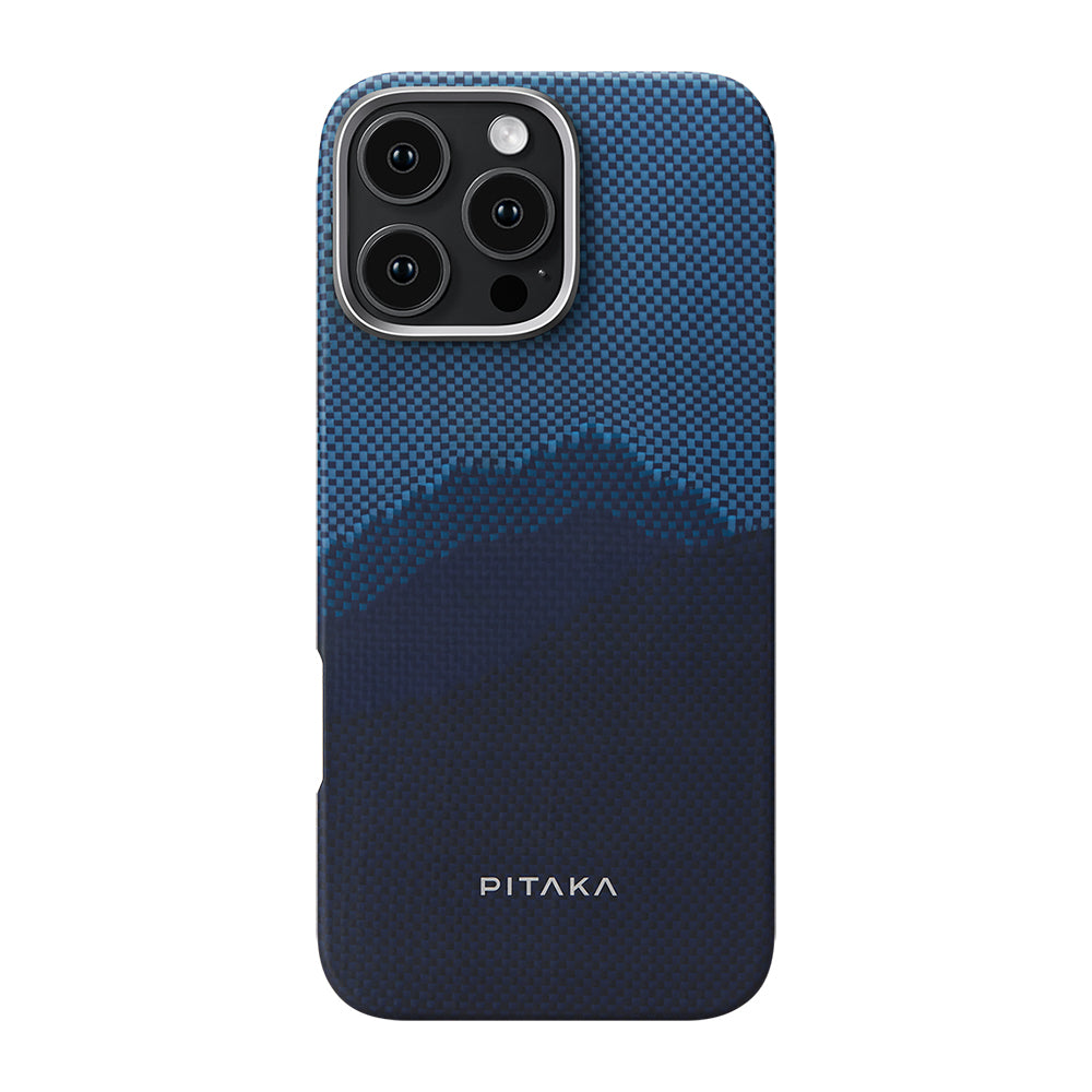 Pitaka Tactile Woven Starpeak Serisi iPhone 16 Pro M-safe Şarj Özellikli Lumintex Teknolojili Fosforlu Özellikli Aramid Fiber Over The Horizon Kılıf
