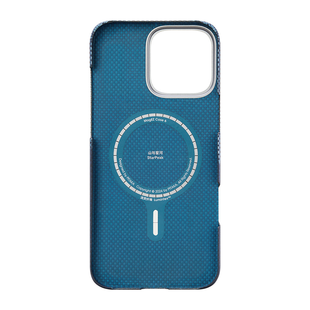 Pitaka Tactile Woven Starpeak Serisi iPhone 16 Pro M-safe Şarj Özellikli Lumintex Teknolojili Fosforlu Özellikli Aramid Fiber Over The Horizon Kılıf