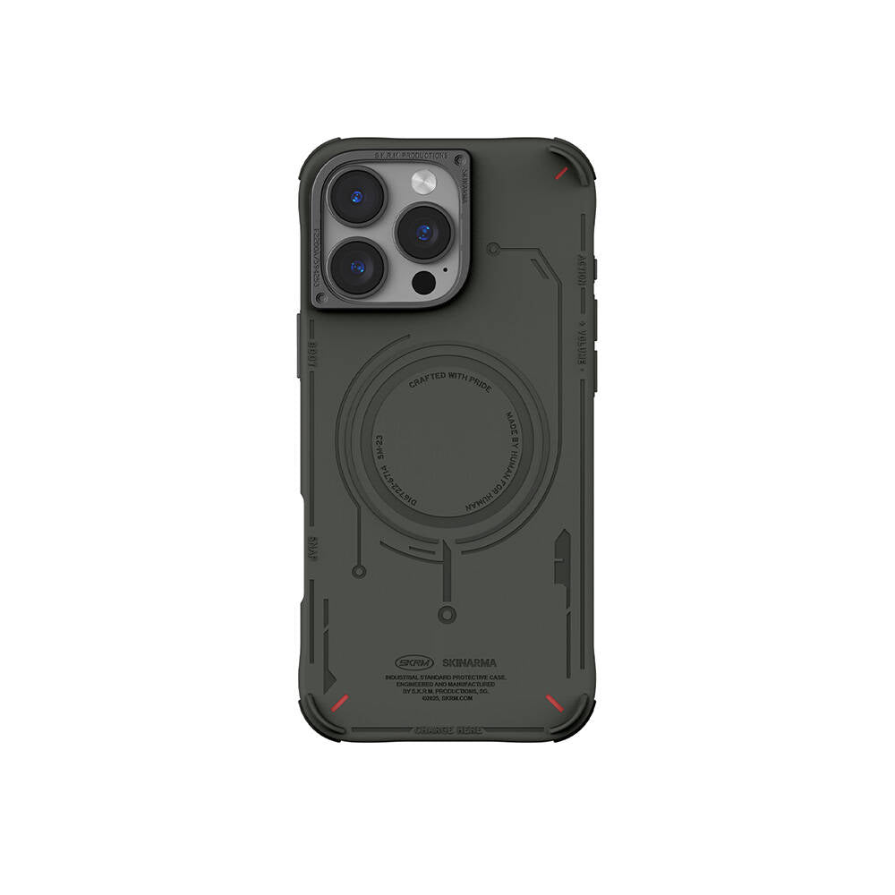 Skinarma Mecha Serisi iPhone 16 Pro M-safe Şarj Özellikli Metal Kamera Çerçeveli Kılıf