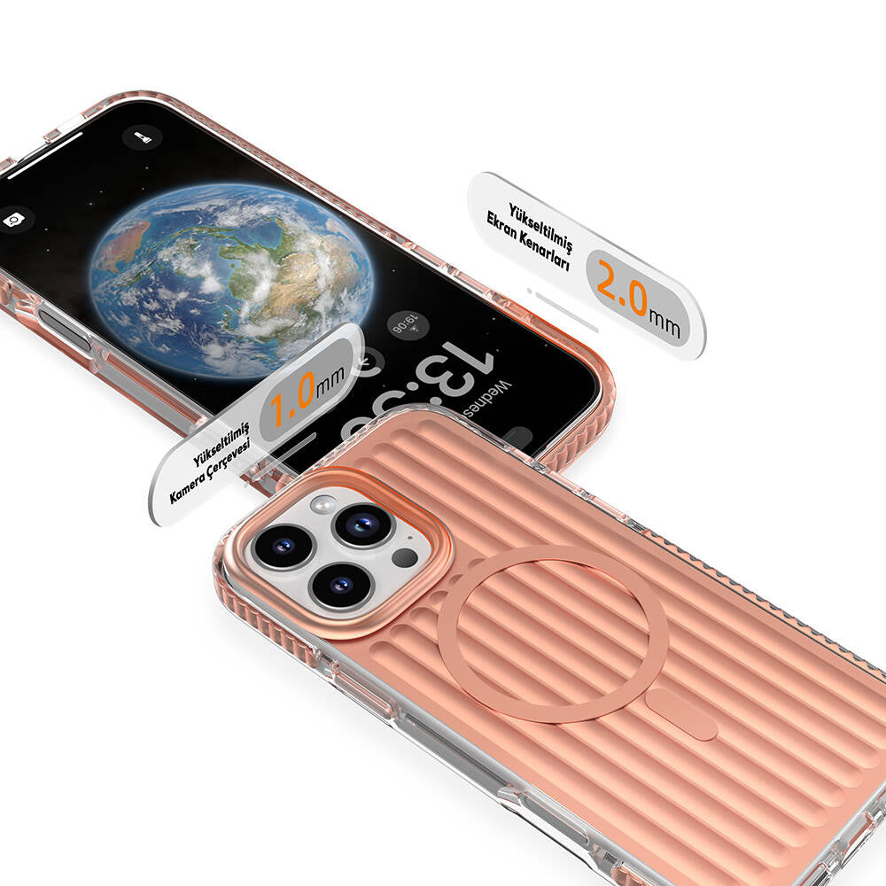 Mutural Bumpy Clear iPhone 16 Pro M-safe Şarj Özellikli Oyuklu Tasarım Kılıf