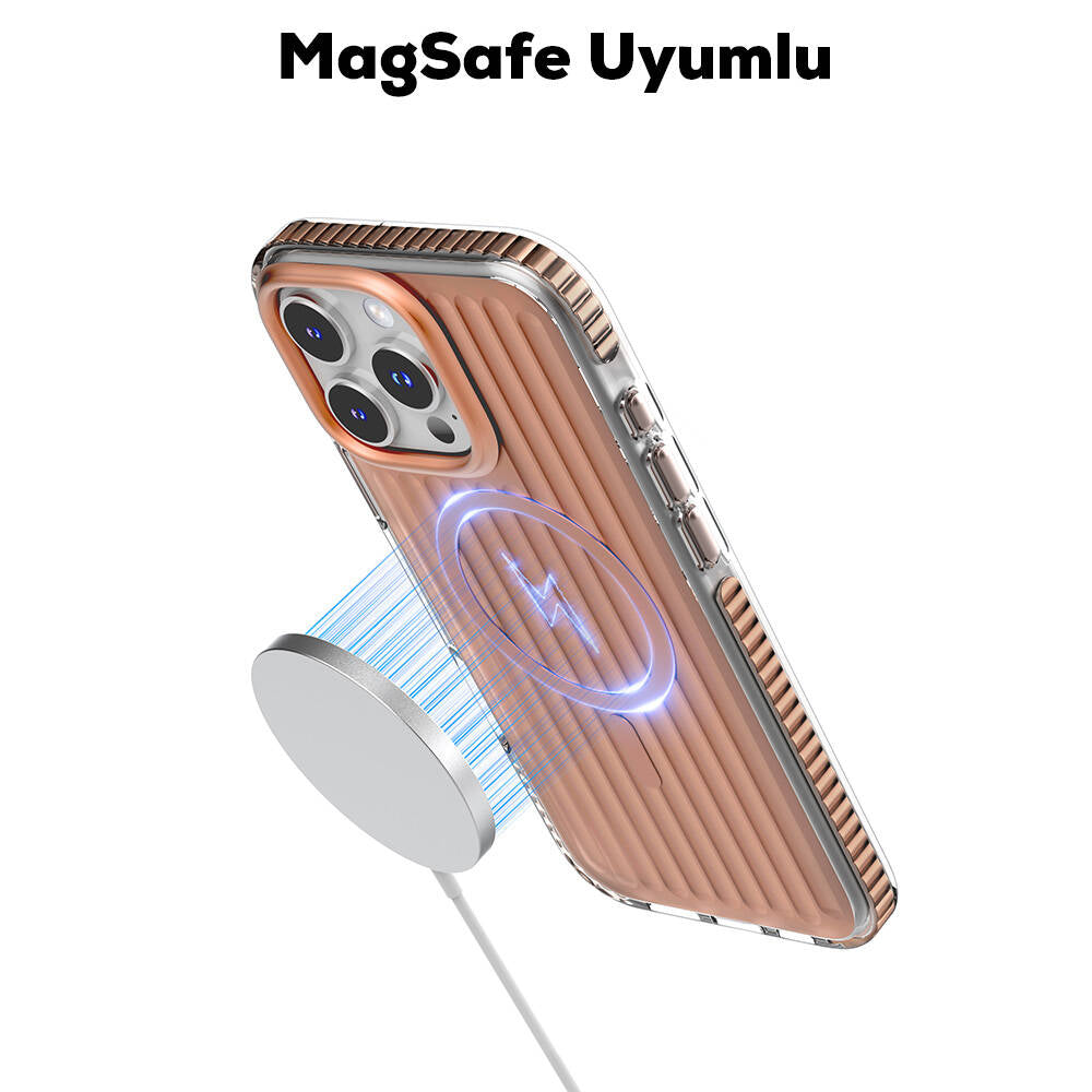 Mutural Bumpy Clear iPhone 16 Pro M-safe Şarj Özellikli Oyuklu Tasarım Kılıf