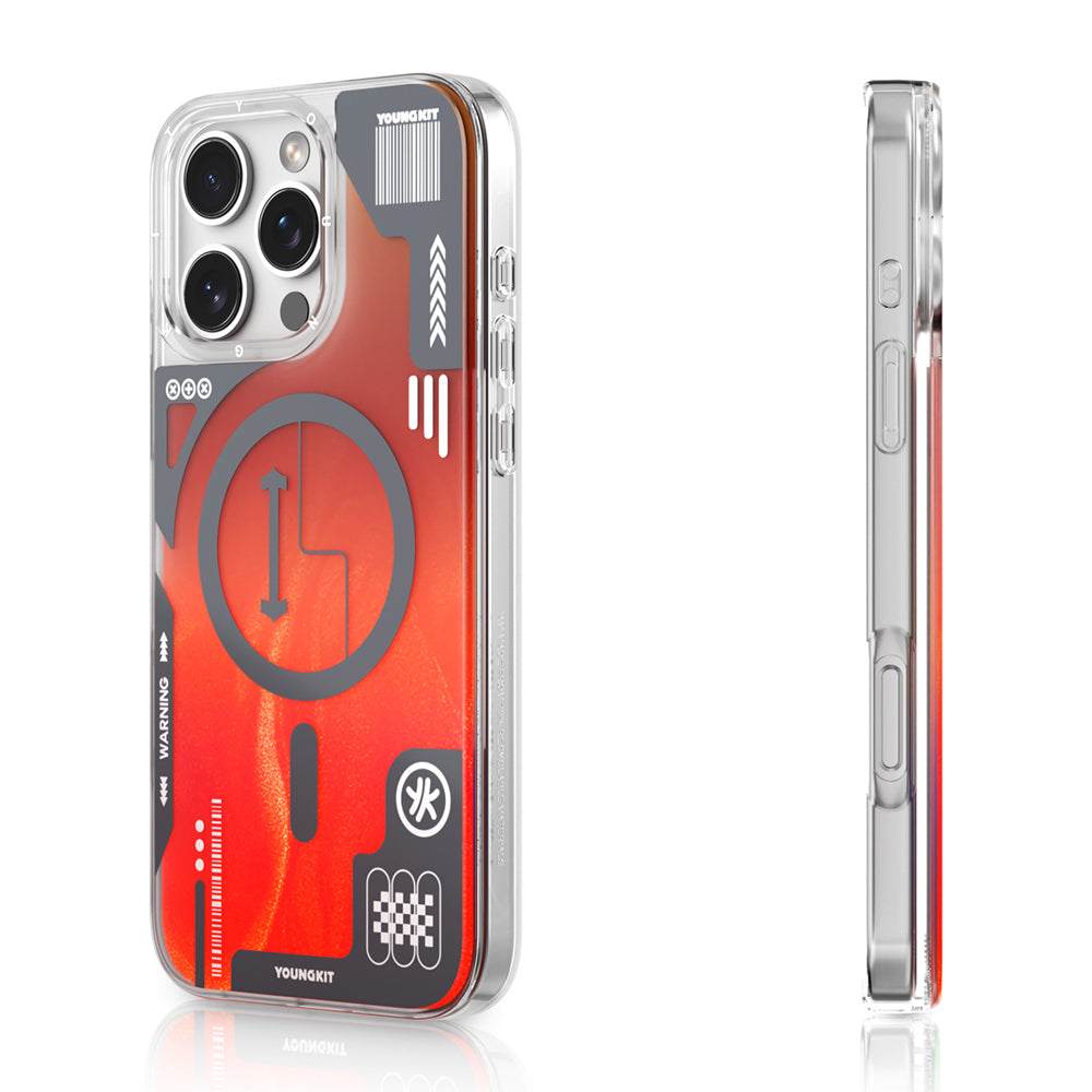 Youngkit Galaxy Fantasy Serisi iPhone 16 Pro Magsafe Karanlıkta Parlayan Kumlu Sıvılı Tasarımlı Telefon Kılıfı-1