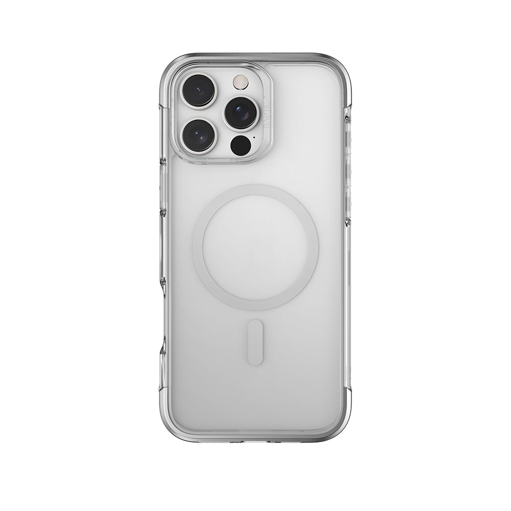 Raptic Air Serisi iPhone 16 Pro Kılıf M-safe Şarj Özellikli Airbag Tasarımlı Metal Köşelikli Şeffaf Kılıf