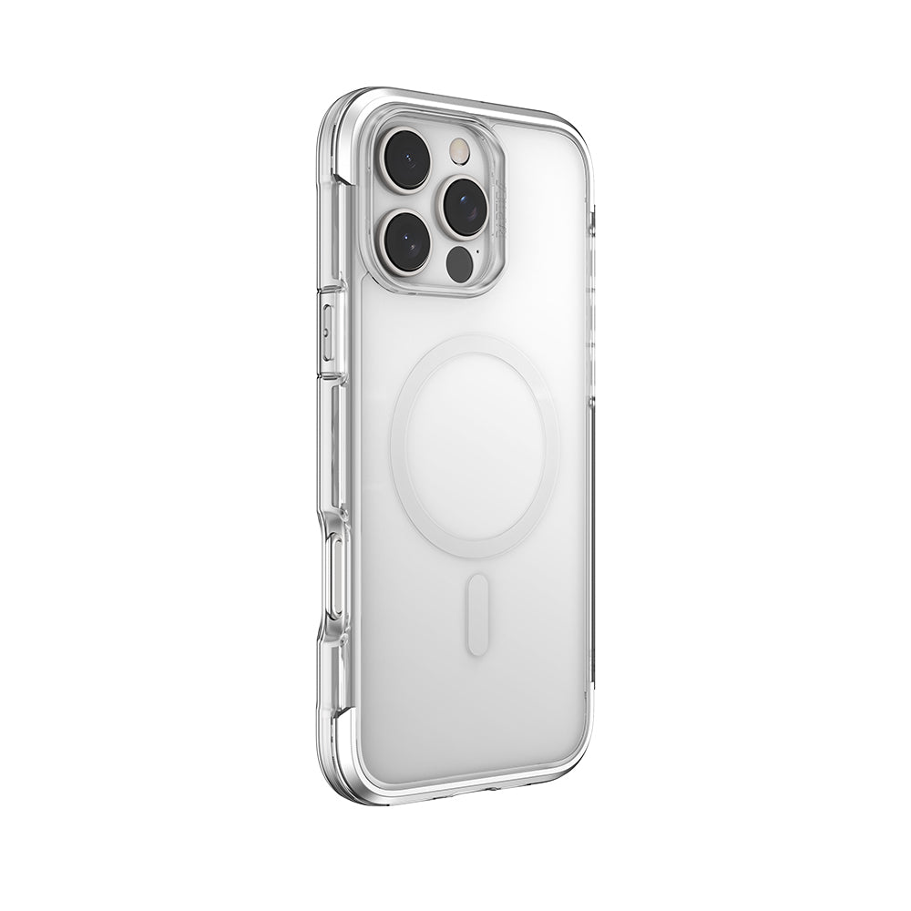 Raptic Air Serisi iPhone 16 Pro Kılıf M-safe Şarj Özellikli Airbag Tasarımlı Metal Köşelikli Şeffaf Kılıf