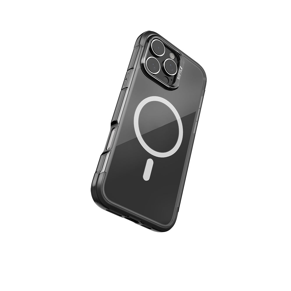 Raptic Air Serisi iPhone 16 Pro Kılıf M-safe Şarj Özellikli Airbag Tasarımlı Metal Köşelikli Şeffaf Kılıf