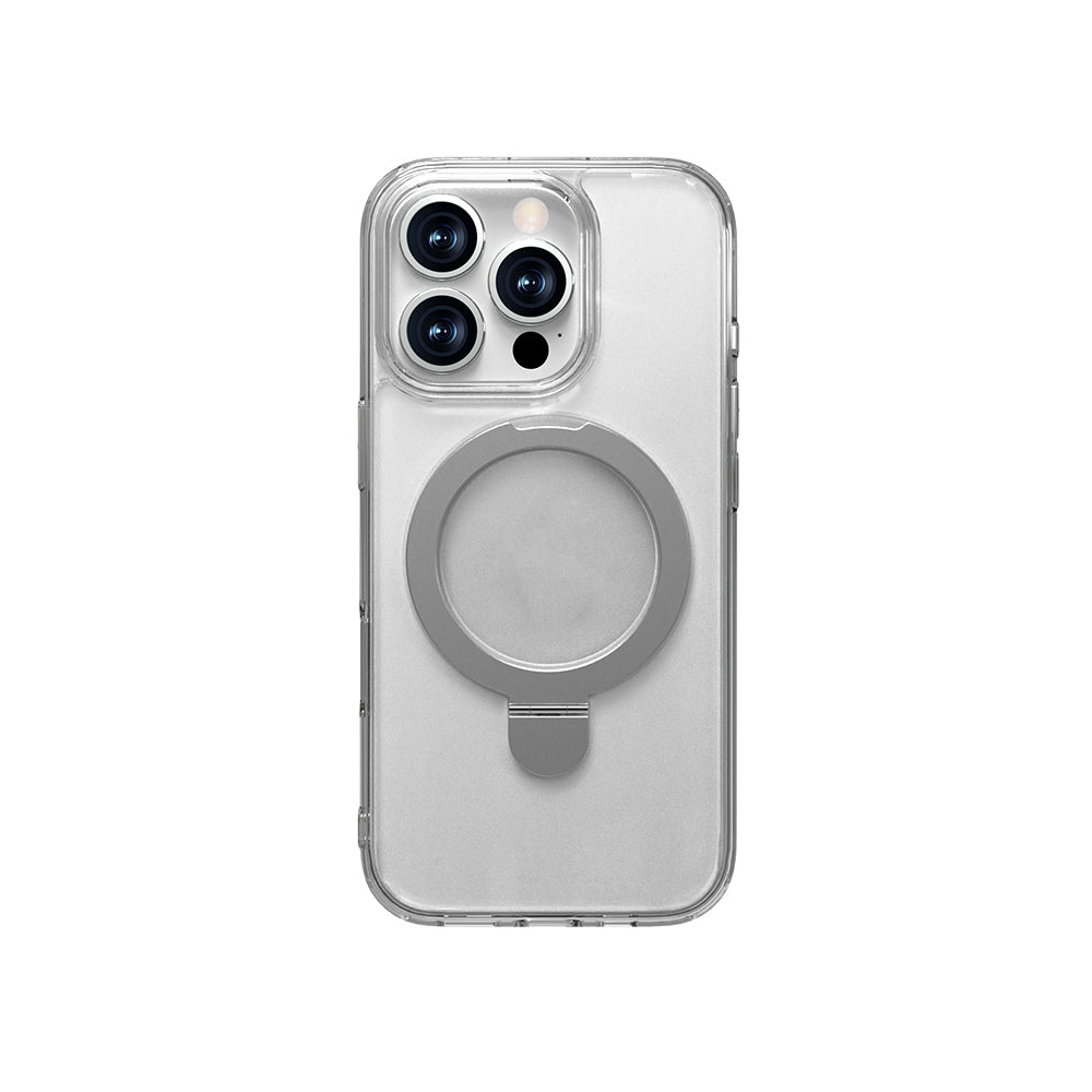 Raptic Air Stand Serisi iPhone 16 Pro Kılıf M-safe Şarj Özellikli Buzlu Transparan Tasarımlı Standlı Kılıf
