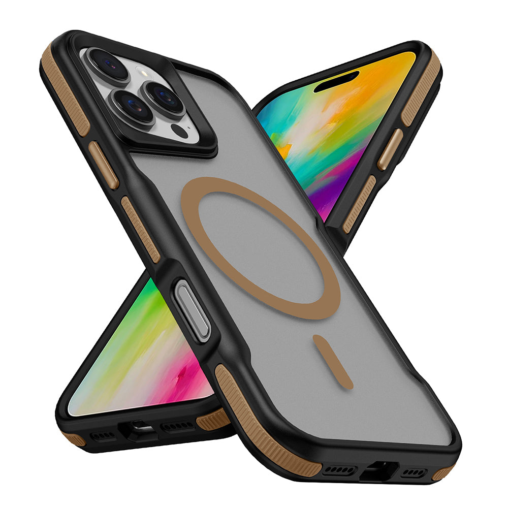 Cepax iPhone 16 Pro M-safe Şarj Özellikli Renkli Kenar Airbag Şeritli Lamer Kılıf