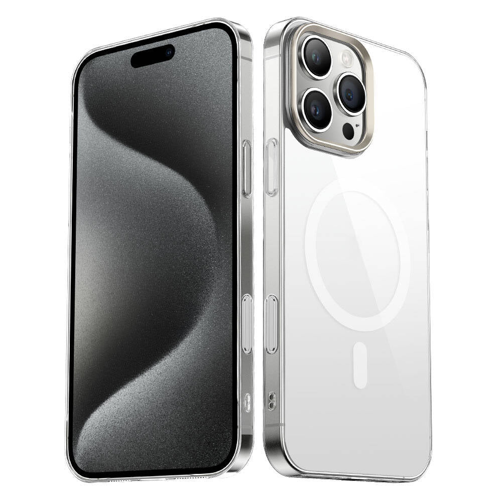 Cepax iPhone 16 Pro M-safe Şarj Özellikli Şeffaf Cam Arka Yüzey G-Glass Kılıf