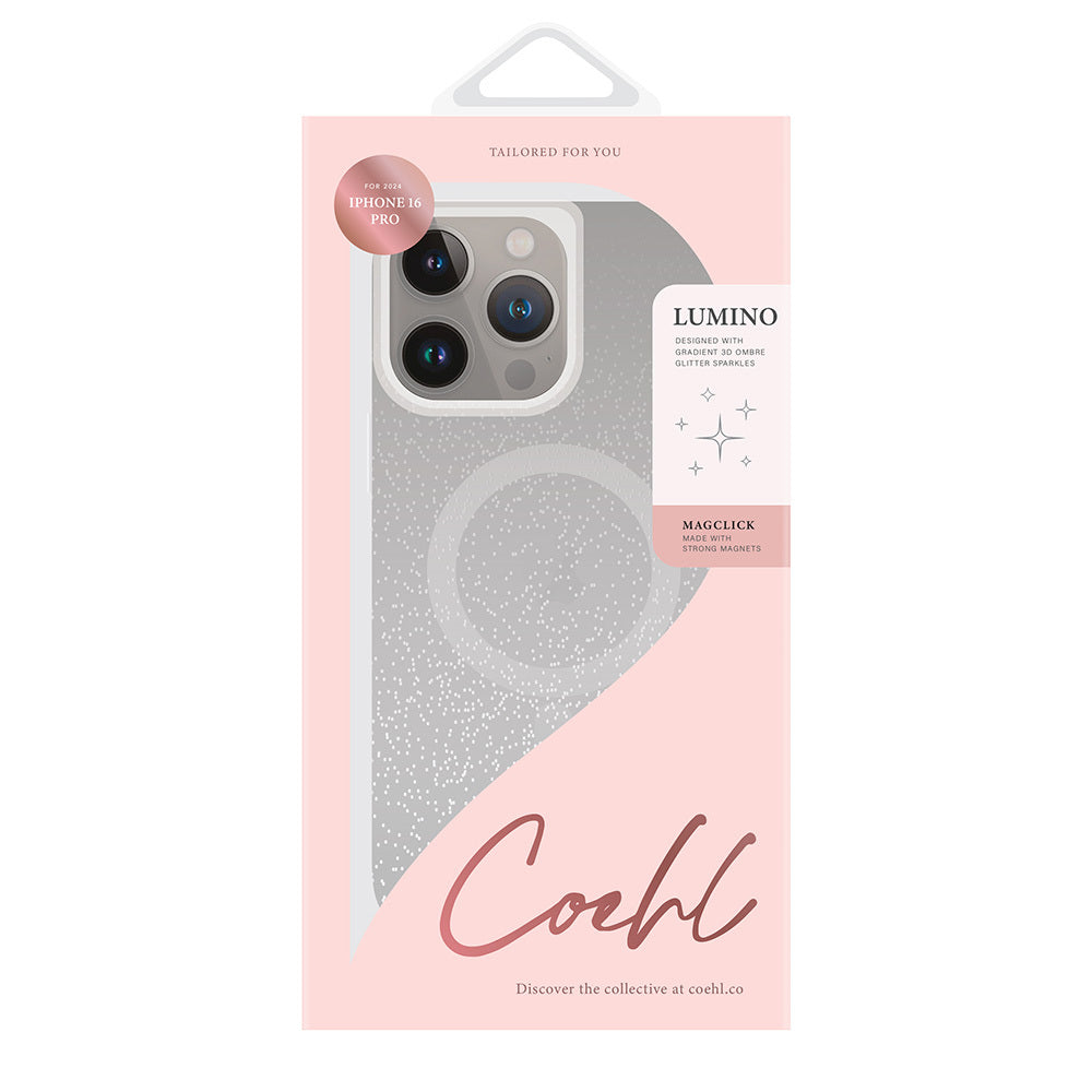 Coehl Lumino iPhone 16 Pro M-safe Şarj Özellikli Simli Arka Yüzey Askı Aparatlı Kılıf