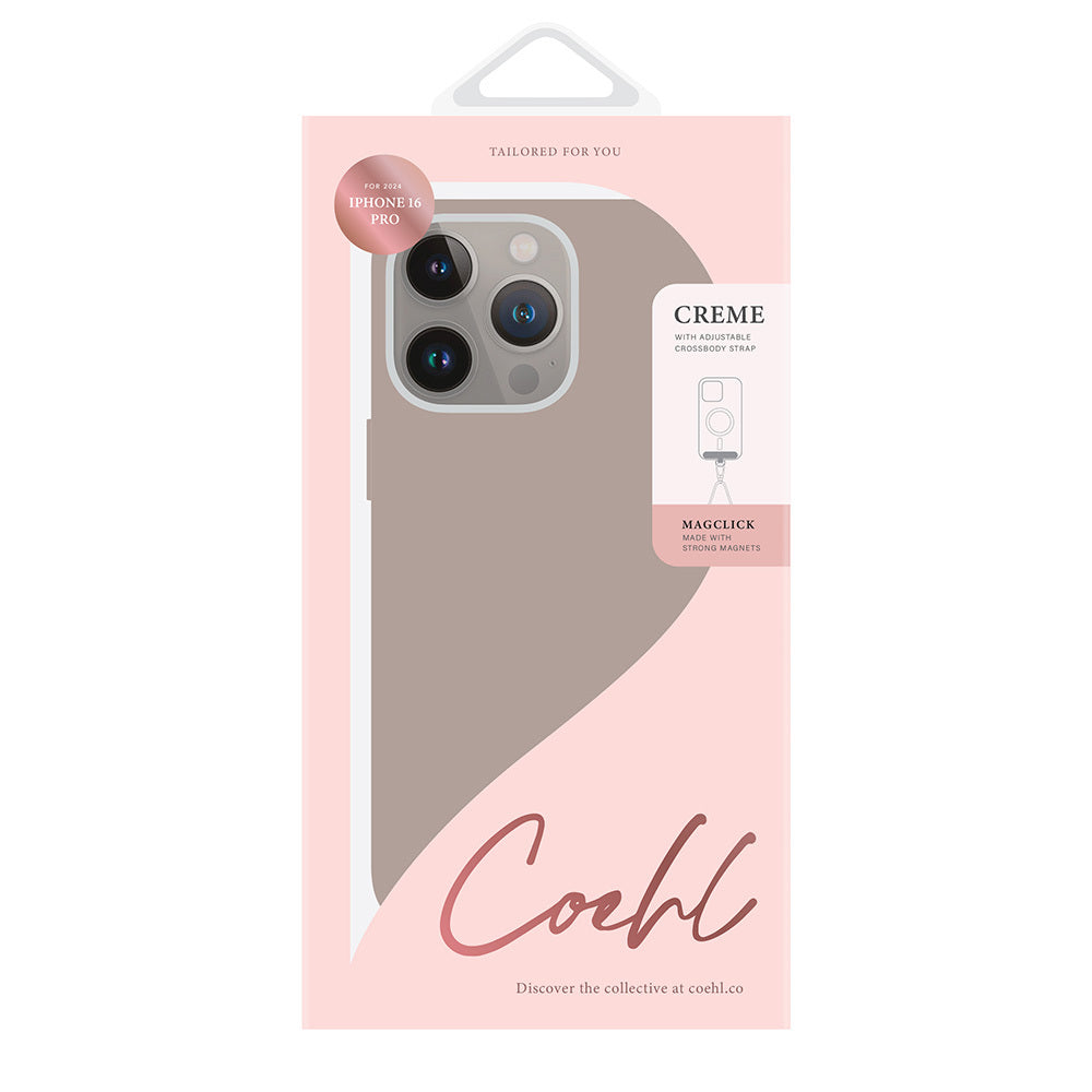 Coehl Creme iPhone 16 Pro M-safe Şarj Özellikli Soft Arka Yüzey Askı İpli Kılıf