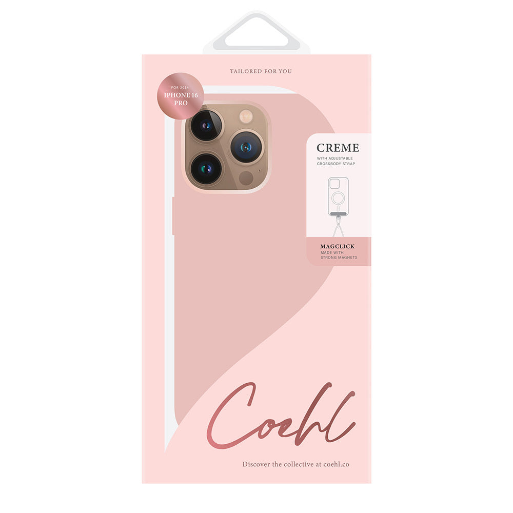 Coehl Creme iPhone 16 Pro M-safe Şarj Özellikli Soft Arka Yüzey Askı İpli Kılıf