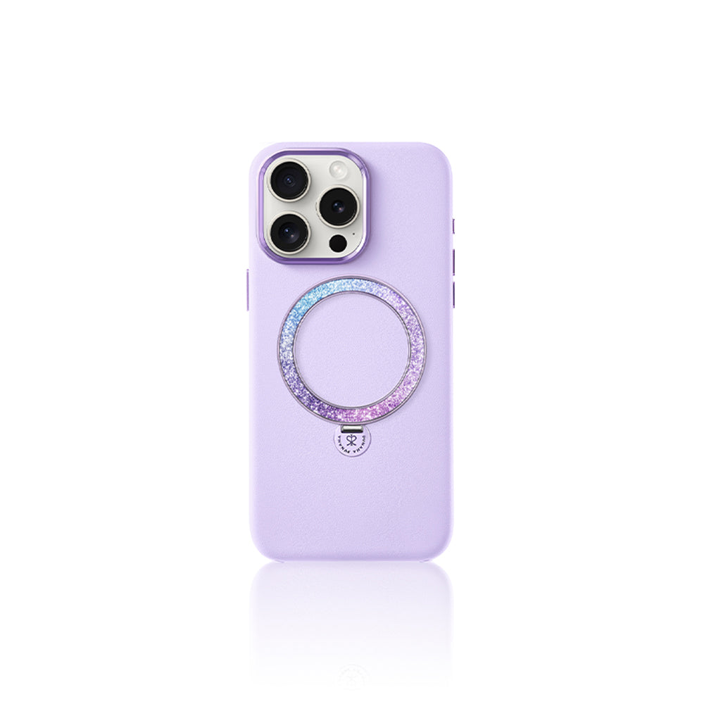 Pynana Dancing Circle Serisi iPhone 16 Pro M-safe Şarj Özellikli Standlı Suni Deri Tasarımlı Kılıf