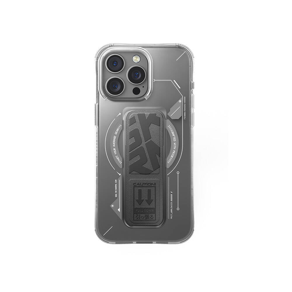 Skinarma Helio iPhone 16 Pro M-safe Şarj Özellikli Teknoloji Desenli Standlı Kılıf