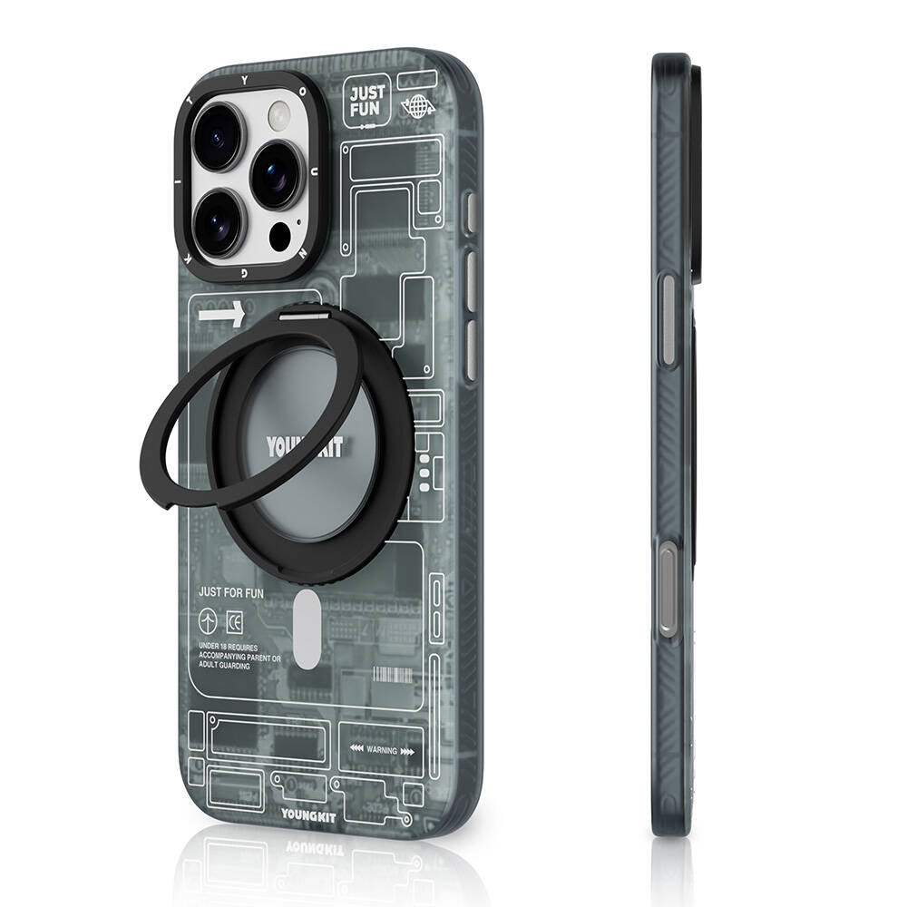 Youngkit 360° Standlı Technology Serisi iPhone 16 Pro Magsafe Şarj Özellikli Telefon Kılıfı - 1