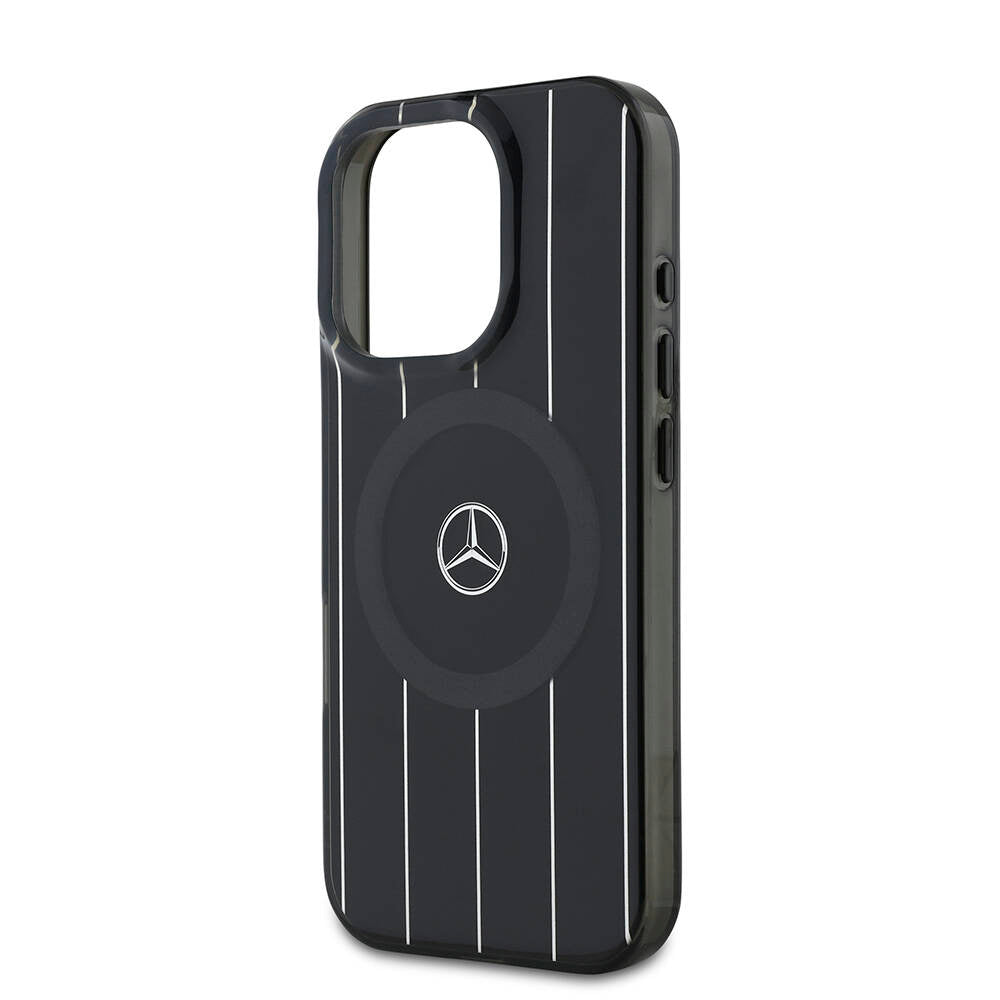 Mercedes Benz iPhone 16 Pro Orjinal Lisanslı M-safe Şarj Özellikli Çift Katmanlı Paralel Çizgi Desenli Kılıf