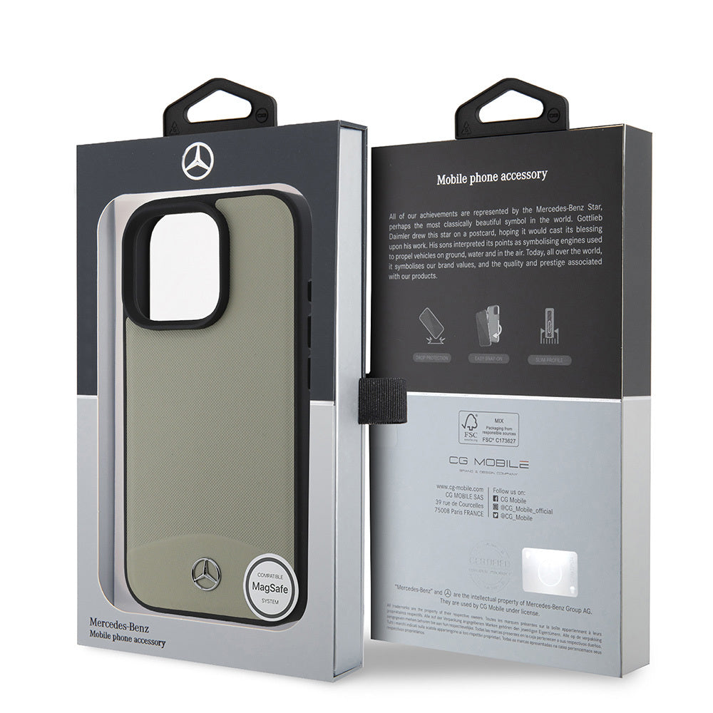 Mercedes Benz iPhone 16 Pro Orjinal Lisanslı M-safe Dokulu ve Düz Deri Kılıf