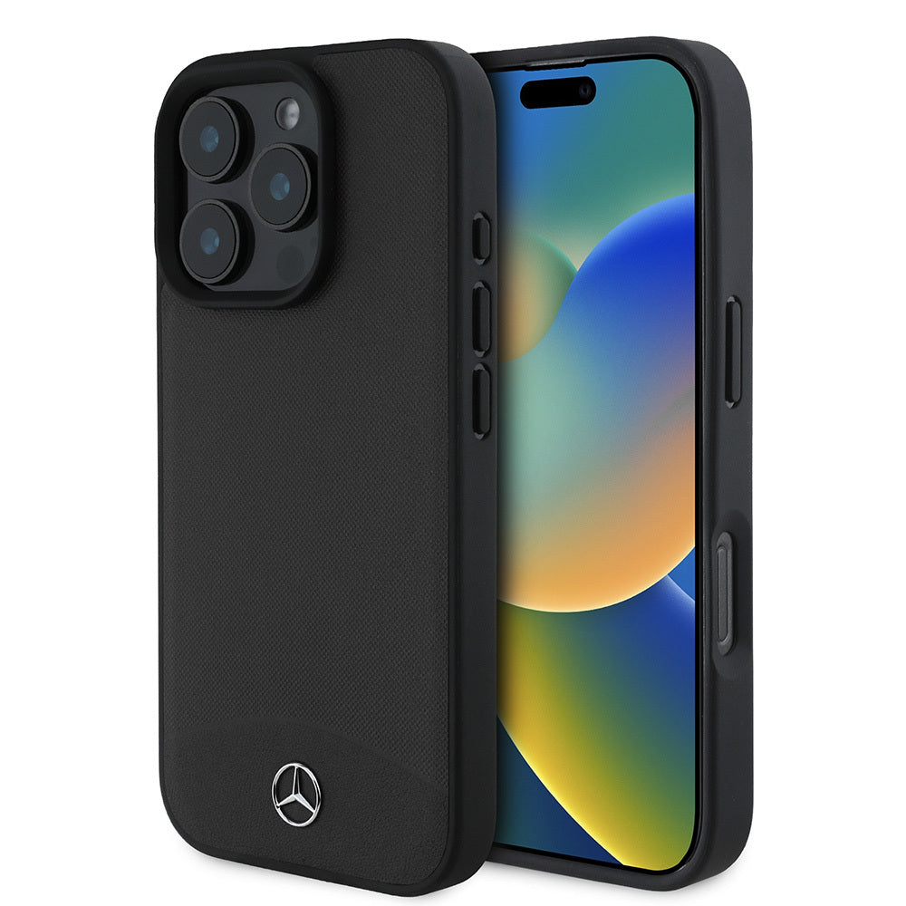 Mercedes Benz iPhone 16 Pro Orjinal Lisanslı M-safe Dokulu ve Düz Deri Kılıf