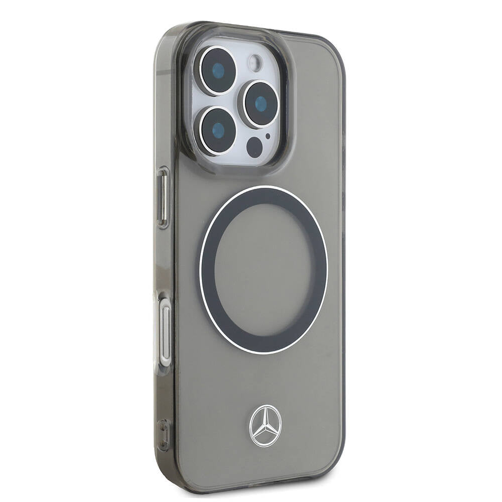 Mercedes Benz iPhone 16 Pro Orjinal Lisanslı M-safe Şarj Özellikli Saydam Yüzey Silver Ring Kılıf