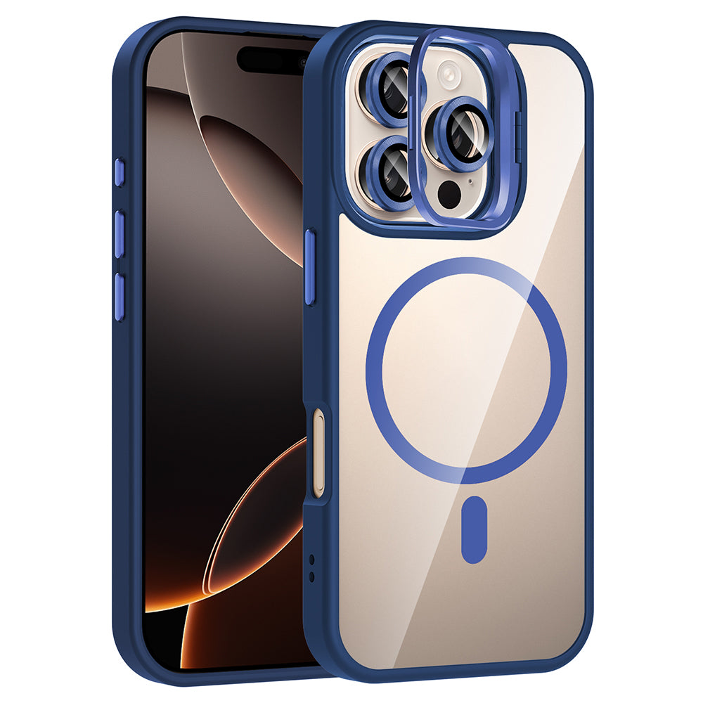 Cepax iPhone 16 Pro Standlı ve Kamera Lens Hediyeli M-Safe Şarj Özellikli Etro Kılıf