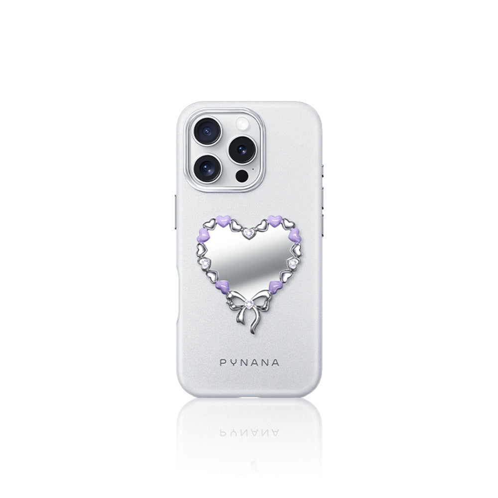 Pynana Mirror Serisi iPhone 16 Pro Taşlı Kalp Tasarımlı Telefon Kılıfı