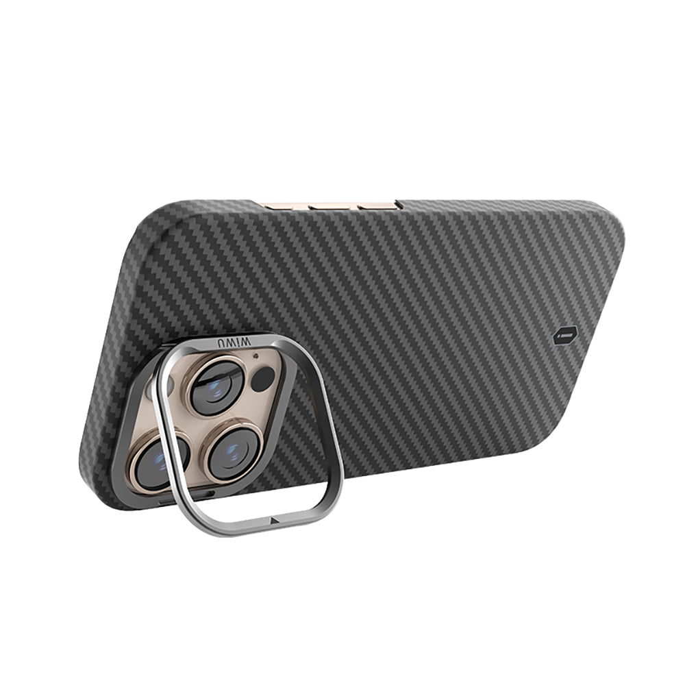 Wiwu DCC-206 iPhone 16 Pro Kamera Standlı Aramid Fiber Tasarım M-safe Kevlar Kılıf