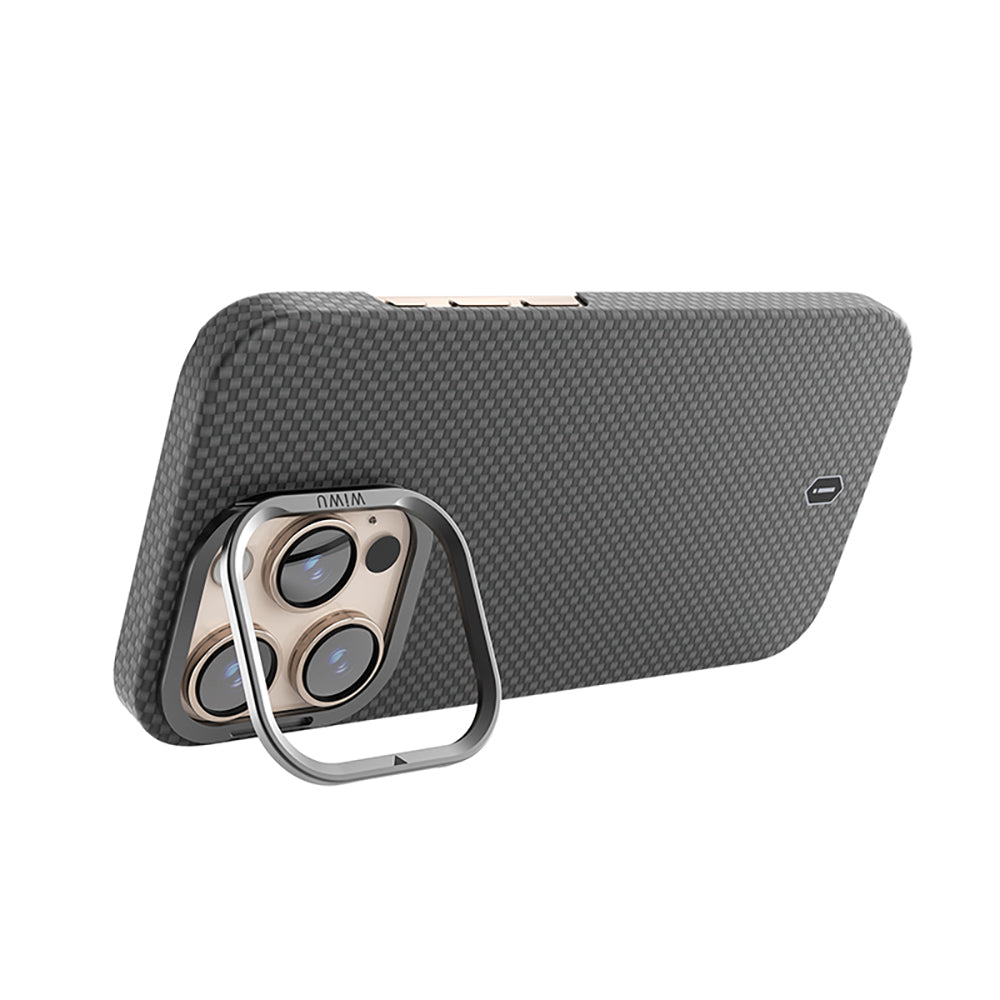 Wiwu DCC-208 iPhone 16 Pro M-safe Kamera Standlı Aramid Fiber Tasarım Kevlar Kılıf