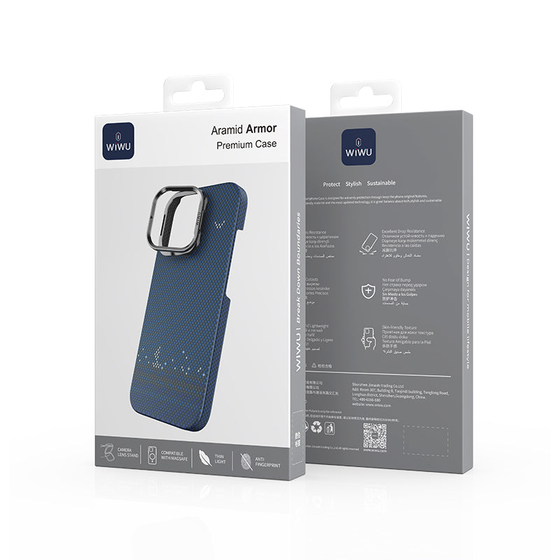 Wiwu DCC-209 iPhone 16 Pro M-safe Kamera Standlı Aramid Fiber Tasarım Kevlar Kılıf