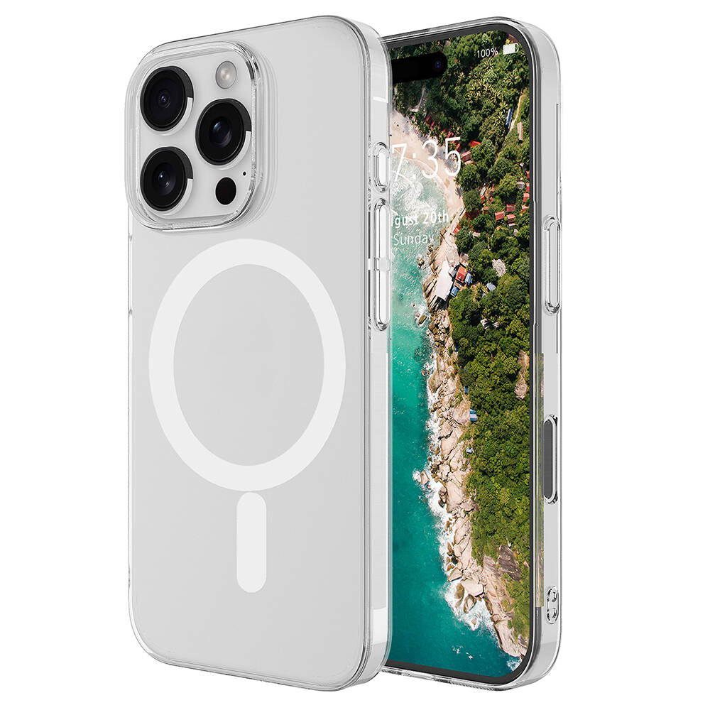 Cepax iPhone 16 Pro M-safe Şarj Özellikli Şeffaf Tek Kamera Çerçeveli Porto Kılıf